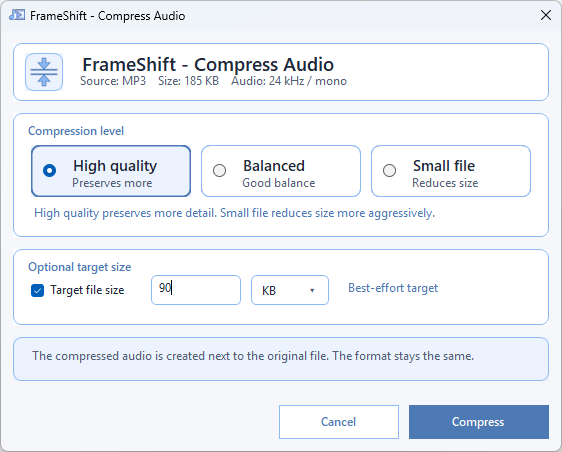 Compress audio